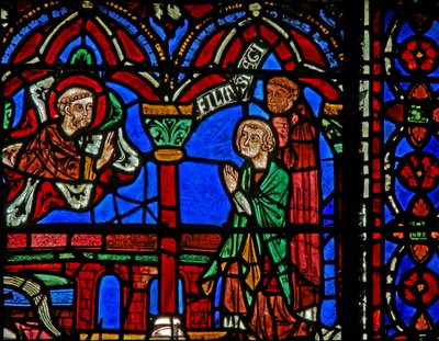 St Cheron vindue: vises ved hans grav (w15) af French School