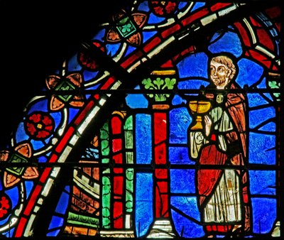 St Cheron vindue: præst med kalk (w15) af French School