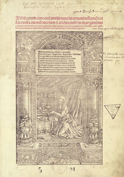 St. Hieronymus i hans Studiolo, titelblad til en bibel, trykt af J. Marion, Lyon, 1521 af French School