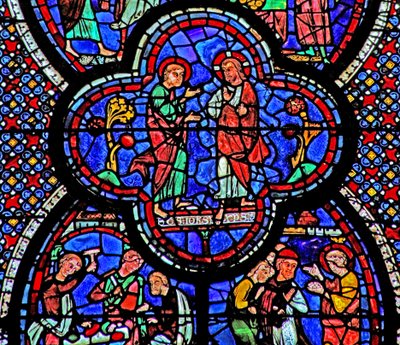 St. Johannes Fenster: Christus erscheint St. Johannes von French School