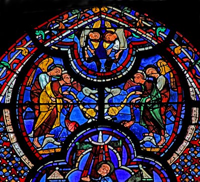 St John vindue: engle venter St Johns død og opstandelse (w48) af French School