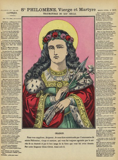 Sankt Philomena, jomfru og martyr (farvelitografi) af French School
