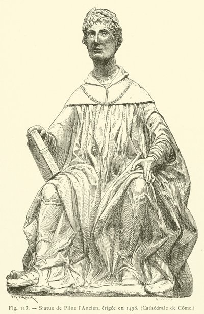 Statue af Plinius den Ældre, rejst i 1498, Cathedral of Come (gravering) af French School