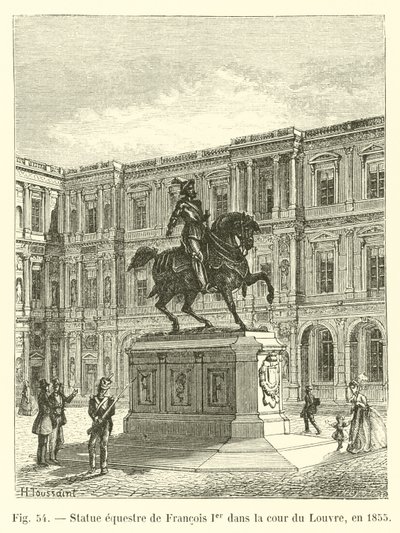 Rytterstatue af Francois I i Louvres gårdhave i 1855 af French School