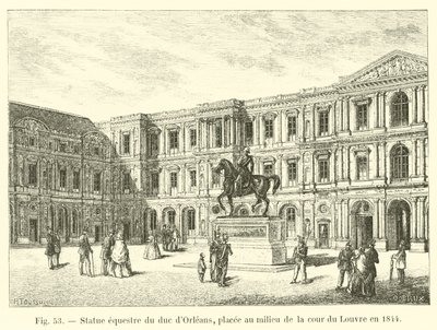 Rytterstatue af hertugen af ​​Orleans, placeret i midten af ​​Louvres gårdhave i 1844 af French School
