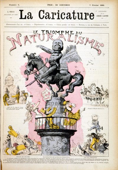 Statue af Emile Zola, "" Naturalismens triumf""" - i "" Karikaturen"" af 07/02/1880. af French School