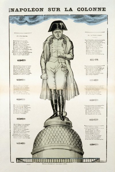 Statue af Napoleon I Bonaparte (1769-1821) på Vendome-søjlen i Paris. Billede af Epinal af French School