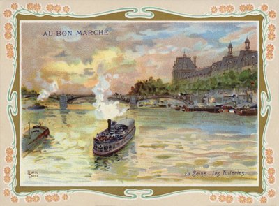 Dampbåde på floden Seinen, Paris af French School