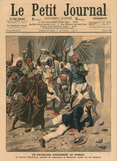 Stening af den franske læge Mauchamp i Marokko, illustration fra 