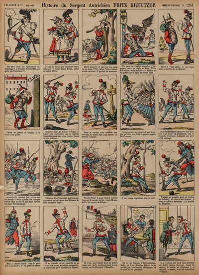 Historien om den østrigske soldat sergent Fritz Kreutzer (farvet gravering) af French School