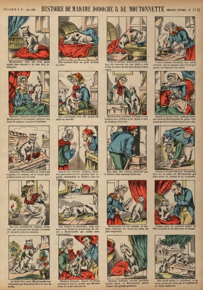 Historien om Madame Dodoche og hendes kat Moutonnette (farvet indgravering) af French School