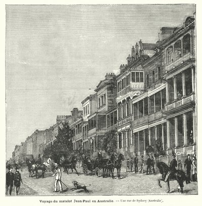 Gade i Sydney, New South Wales, Australien (gravering) af French School