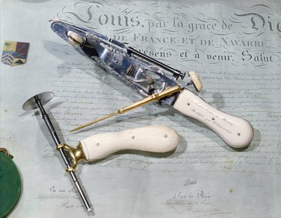 Kirurgiske instrumenter brugt til amputation på baron Dominique Jean Larreys tid (1766-1842) af French School