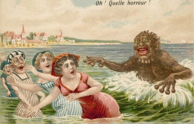 Svømmere forfulgt af havmonster af French School
