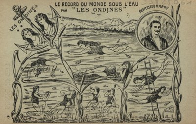 Svømmende piger (litho) af French School