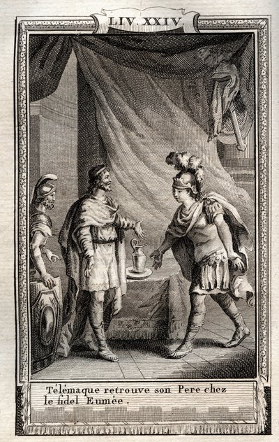Telemaque finder Ulisse - indgravering fra 1798 af Monnet i "Les Aventures de Telemaque, fils d