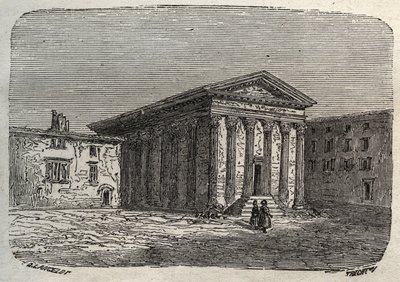 Tempel for Augustus og Livie i Wien, i det franske departement Isere (romersk tempel) - indgravering i "Histoire de France" af Victor Duruy (1811-1894) - 1882 af French School