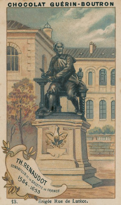 Th Renaudot, grundlægger af Gazette de France, 1584-1653, Erigee Rue de Lutece af French School