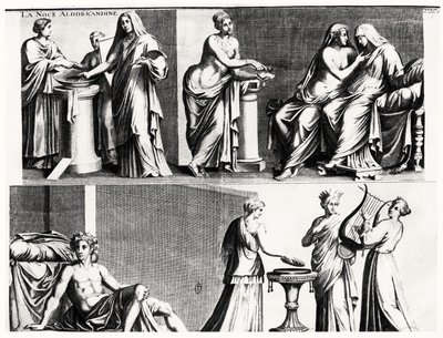 Aldobrandini-brylluppet, efter en romersk fresco (bw print) af French School