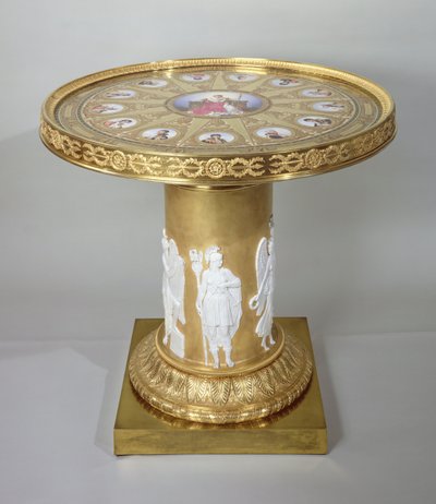 Austerlitz-bordet, indlagt med Sevres-plader til minde om Napoleons sejr ved Austerlitz, 1808-10 (guld og porcelæn) (se også 150427) af French School