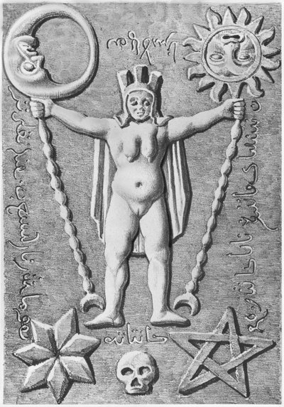 Tempelherrernes Baphomet, kopi af en stenkiste fundet i Essarois (Burgogne) af French School