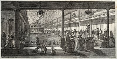 Badene på Hotel Lambert, Ile Saint-Louis, Paris, midten af 1800-tallet - Hotel Lambert, Ile Saint-Louis, svømmeskole for damer - Bain Lambert - - Indgravering i "Tableau-de-Paris" af Edmond Texier 1852 af French School