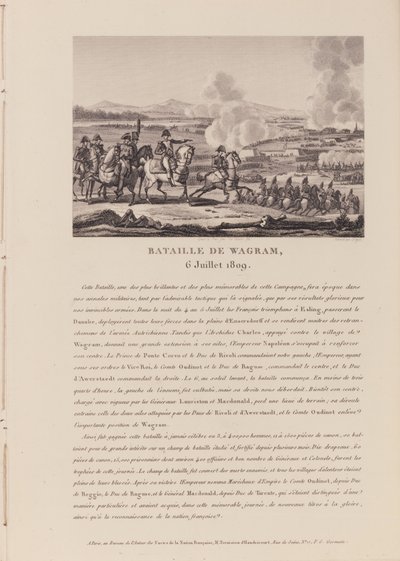 Slaget ved Wagram den 6. juli 1809 (litho) af French School