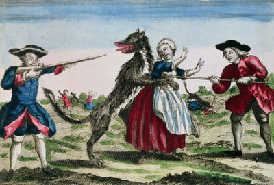 The Beast of Gevaudan, udgivet af Basset, 1764 (farvegravering) af French School