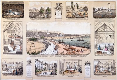 The Benefactors of Mankind, plade med store opfindelser, 2. halvdel af det 19. århundrede (farvegravering) af French School