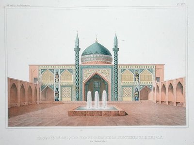 Den Blå Moske, Jerevan, Armenien (farve litho) af French School