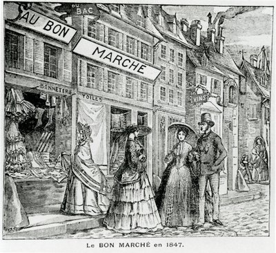Bon Marché-butikken i rue du Bac, Paris i 1847 af French School
