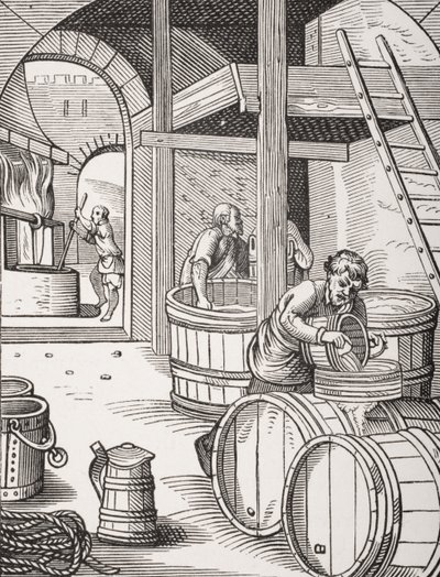 Bryggeren, efter en illustration fra det 16. århundrede tegnet og indgraveret af Jost Amman (1539-91) fra 