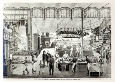The Cafe Riche nye køkkener, 1866 af French School