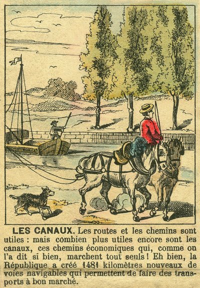 Kanalerne, der illustrerer fordelene ved Den Tredje Republik på kanalbyggeri for landets økonomi. Gravering, i "" Le Figaro, supplement"", den 30/03/1889, Paris. af French School