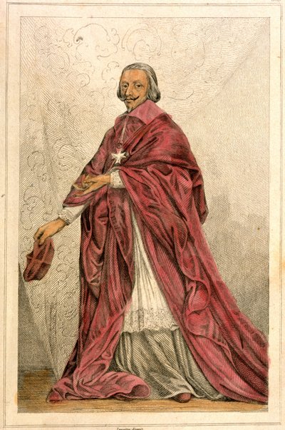 Kardinal af Richelieu (1585-1642) - Indgravering 1800-tallet. af French School
