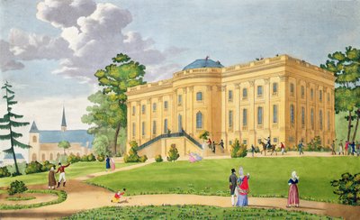 Chateau de Montmorency, nær Paris, ca. 1815-20 (farvegravering) af French School