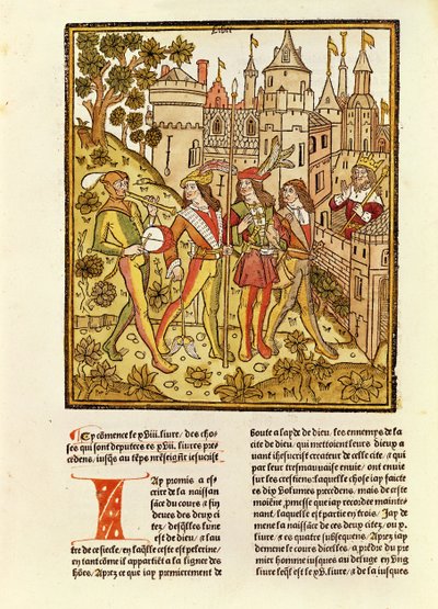 Guds by og dette århundredes by, fra La Cite de Dieu, 1486-87 (xylograf) af French School