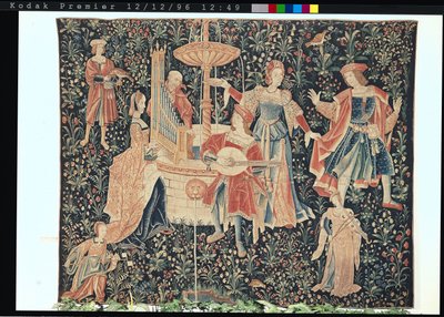 Koncerten ved springvandet, Loire-værkstedet, ca. 1570-80 (for detaljer se 87758, 19846) af French School