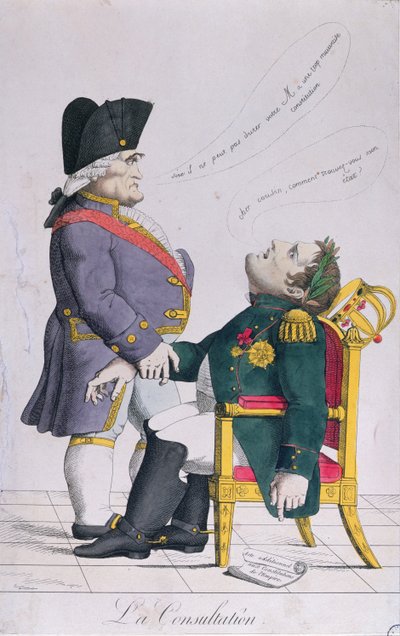 Konsultationen, karikatur af Cambaceres (1753-1824) og Napoleon (1769-1821) ca. 1810-14 af French School