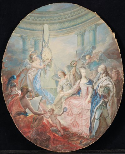 Kroningen af Ludvig XVI ledsaget af Marie-Antoinette, efter 1774 af French School