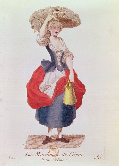 The Cream Seller (farvegravering) af French School