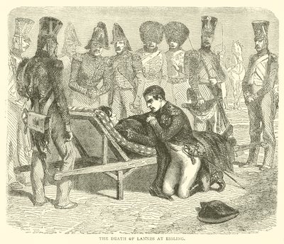 Lannes død ved Essling (gravering) af French School
