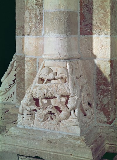 Lazarus og den rige mands død, fra en hovedstad i skibet, ca. 1150 af French School