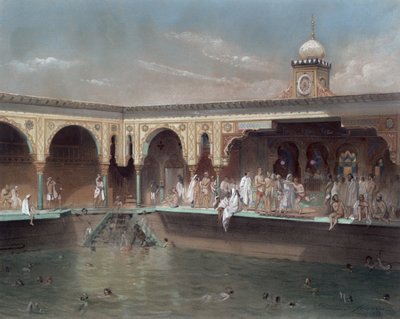 The Deligny Baths, Paris, 1842 (wc på papir) af French School
