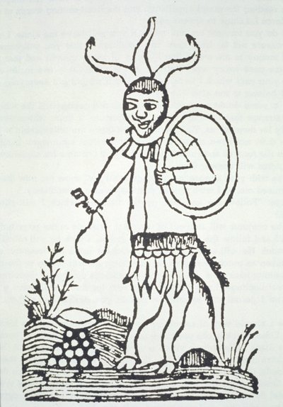 Djævelen påpeger skjulte skatte, kopi af en illustration fra Le Veritable Dragon Rouge, 2. version, Lille 1521, brugt i en magihistorie, udgivet sidst i det 19. århundrede af French School