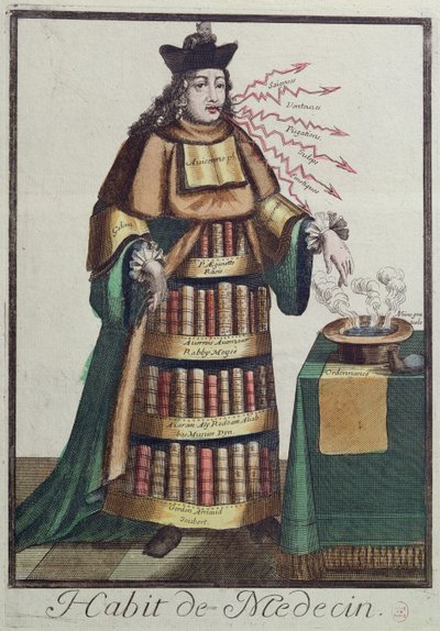The Doctor, et allegorisk kostumedesign, efter et billede indgraveret af en af Larmessin-familien, ca. 1640-84 af French School
