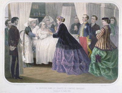 Kejserinde Eugenie (1829-1920) på besøg hos koleraofrene i Amiens den 4. juli 1866, ca. 1866-70 af French School