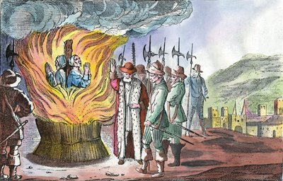 Henrettelse af valdensiske kvinder under påsken i Piemonte i 1655 af French School