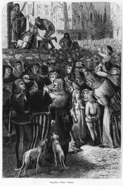 The Execution of the Sow from Falaise, illustration fra The Man and the Beast af A. Mangin, 1872 af French School