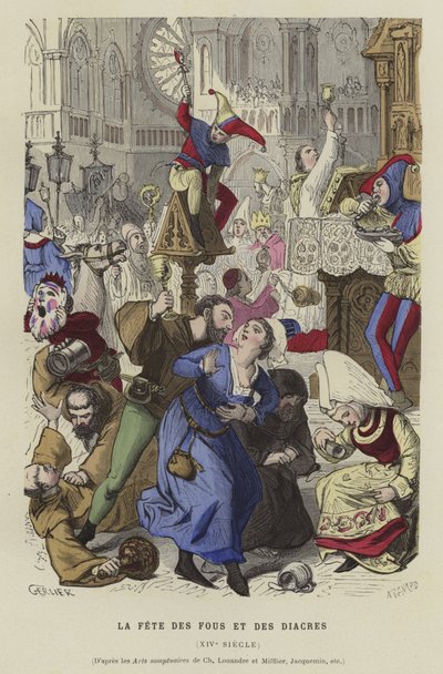 Fjollernes og diakonernes fest, 1300-tallet af French School